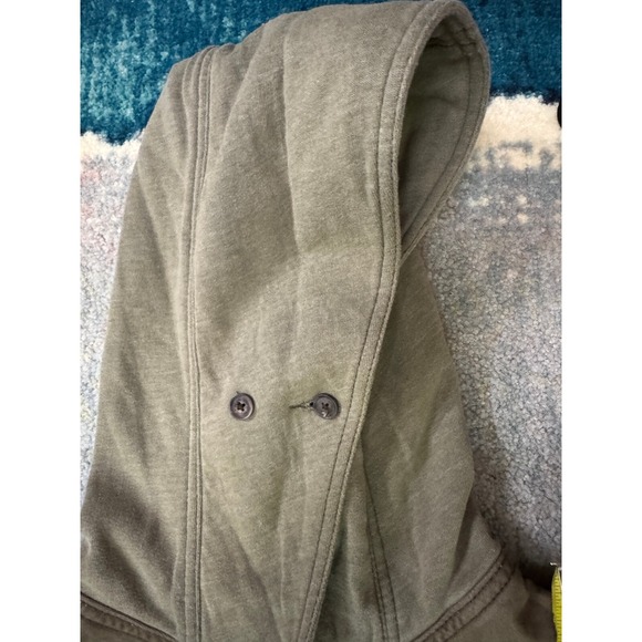 VTG‎ Hollister Utility Chore Jacket L Hood Army Green Zip Button Y2K Grunge - Picture 15 of 16